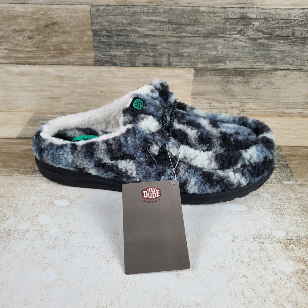 Hey Dude Wally Slipper Cozy Womens Loafer Shoes Sz 7 Stormy Blue Camo Round Toe